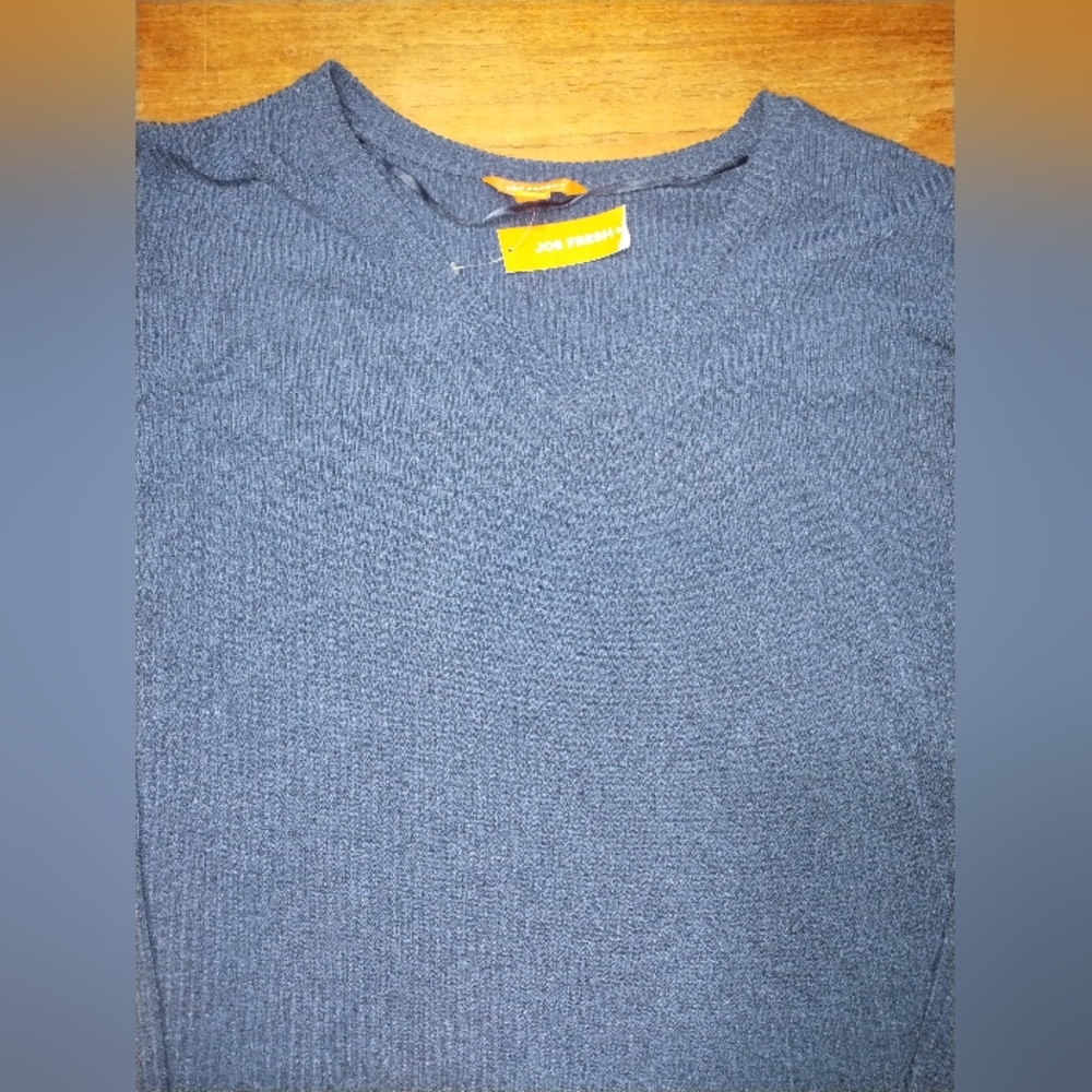 NWT Joe Fresh Size 2X Blue Long Sleeve Shirt, Ribbed & Stretchy, Comfy - Picture 2 of 9